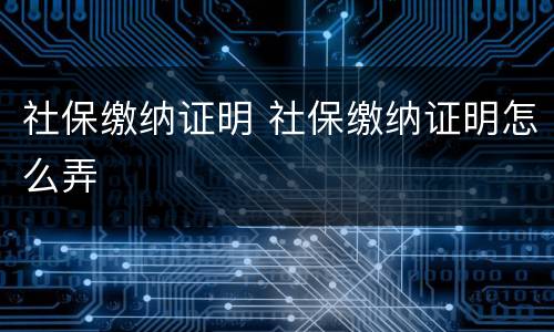 社保缴纳证明 社保缴纳证明怎么弄