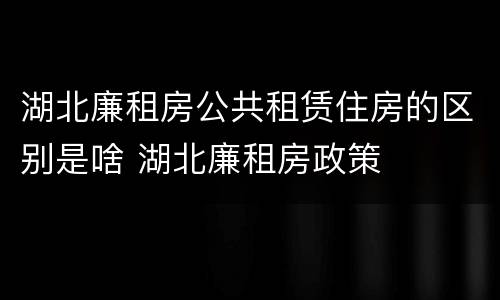 湖北廉租房公共租赁住房的区别是啥 湖北廉租房政策