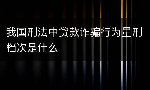 我国刑法中贷款诈骗行为量刑档次是什么