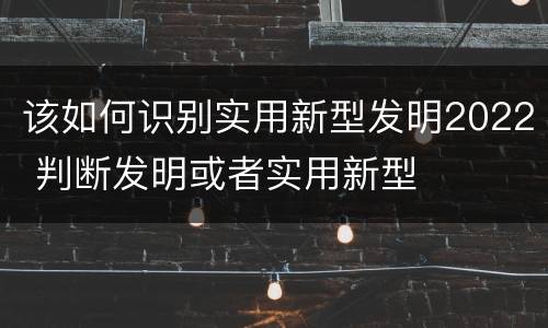 该如何识别实用新型发明2022 判断发明或者实用新型