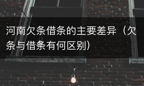 河南欠条借条的主要差异（欠条与借条有何区别）