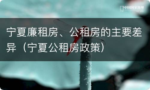 宁夏廉租房、公租房的主要差异（宁夏公租房政策）