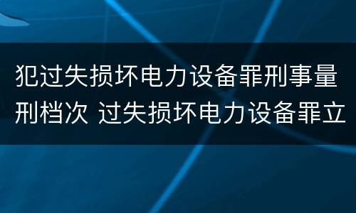 犯过失损坏电力设备罪刑事量刑档次 过失损坏电力设备罪立案标准