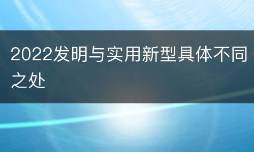 2022发明与实用新型具体不同之处