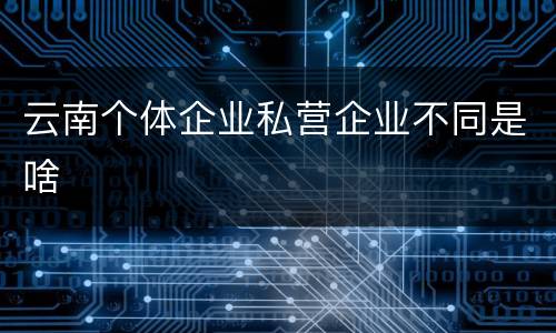 云南个体企业私营企业不同是啥