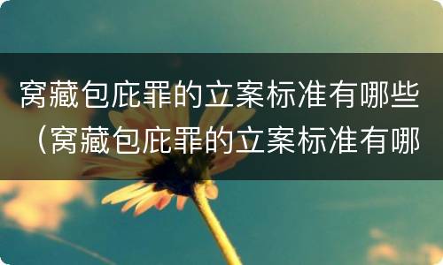 窝藏包庇罪的立案标准有哪些（窝藏包庇罪的立案标准有哪些规定）