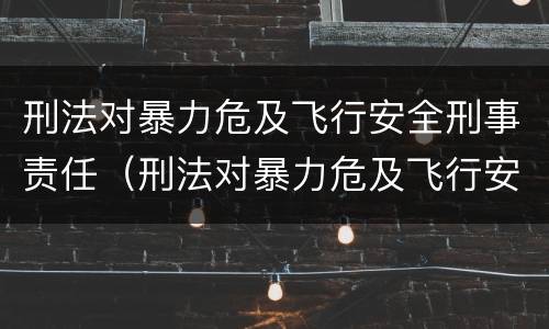 刑法对暴力危及飞行安全刑事责任（刑法对暴力危及飞行安全刑事责任的认定）