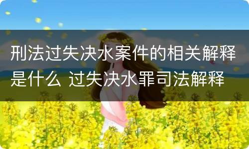刑法过失决水案件的相关解释是什么 过失决水罪司法解释