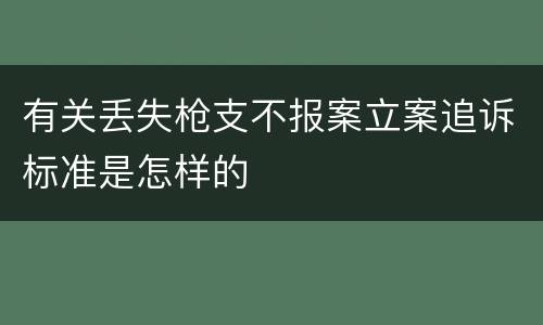 有关丢失枪支不报案立案追诉标准是怎样的