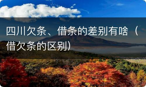 四川欠条、借条的差别有啥（借欠条的区别）