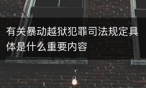 有关暴动越狱犯罪司法规定具体是什么重要内容