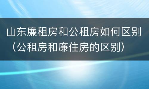 山东廉租房和公租房如何区别（公租房和廉住房的区别）