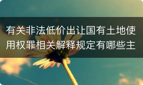 有关非法低价出让国有土地使用权罪相关解释规定有哪些主要内容
