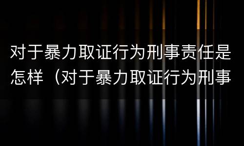 对于暴力取证行为刑事责任是怎样（对于暴力取证行为刑事责任是怎样处理的）