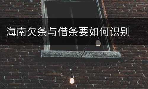 海南欠条与借条要如何识别