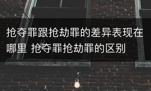 抢夺罪跟抢劫罪的差异表现在哪里 抢夺罪抢劫罪的区别