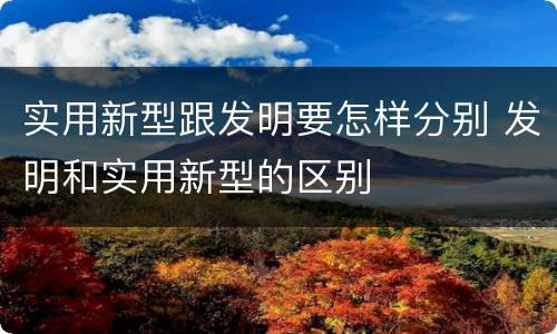 实用新型跟发明要怎样分别 发明和实用新型的区别