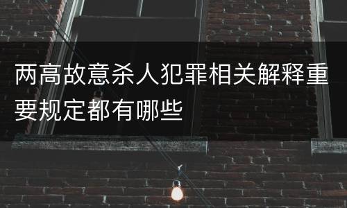 两高故意杀人犯罪相关解释重要规定都有哪些