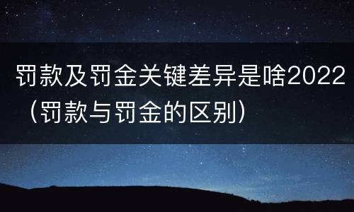 罚款及罚金关键差异是啥2022（罚款与罚金的区别）