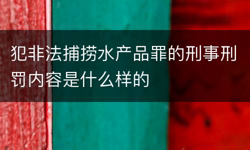 犯非法捕捞水产品罪的刑事刑罚内容是什么样的