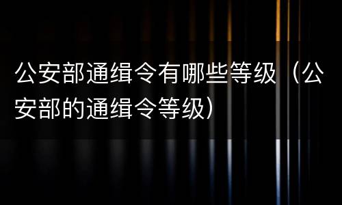 公安部通缉令有哪些等级（公安部的通缉令等级）
