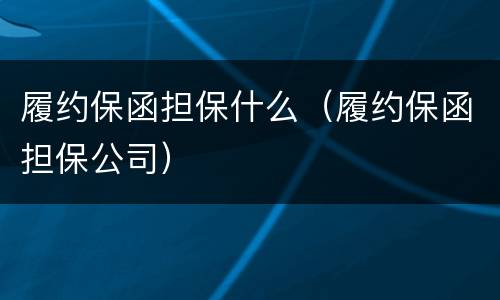 履约保函担保什么（履约保函担保公司）