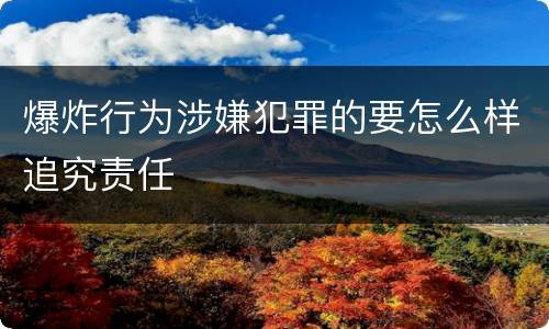 爆炸行为涉嫌犯罪的要怎么样追究责任