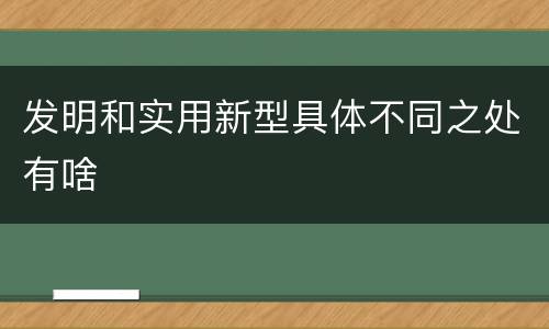 发明和实用新型具体不同之处有啥
