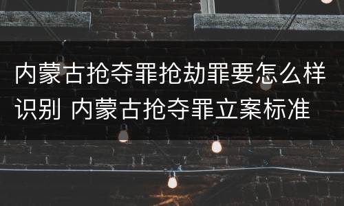内蒙古抢夺罪抢劫罪要怎么样识别 内蒙古抢夺罪立案标准