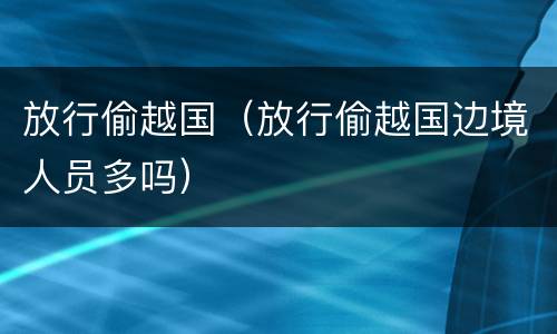 放行偷越国（放行偷越国边境人员多吗）