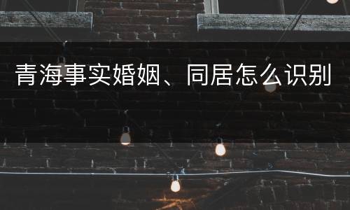 青海事实婚姻、同居怎么识别