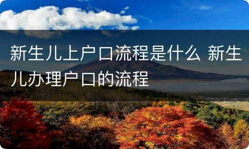 新生儿上户口流程是什么 新生儿办理户口的流程