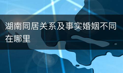 湖南同居关系及事实婚姻不同在哪里