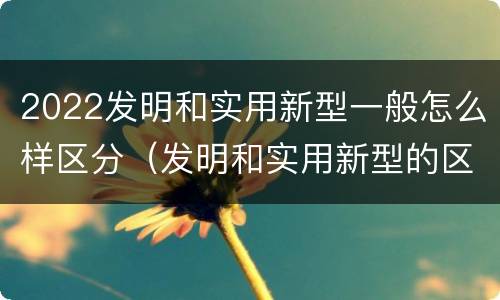 2022发明和实用新型一般怎么样区分（发明和实用新型的区别）