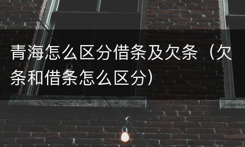 青海怎么区分借条及欠条（欠条和借条怎么区分）