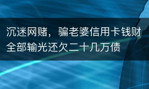 沉迷网赌，骗老婆信用卡钱财全部输光还欠二十几万债