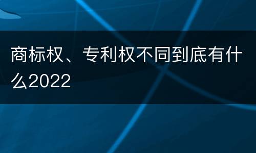 商标权、专利权不同到底有什么2022