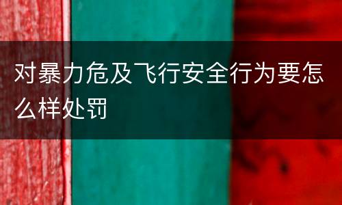 对暴力危及飞行安全行为要怎么样处罚