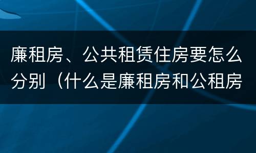 廉租房、公共租赁住房要怎么分别（什么是廉租房和公租房两个有什么特点）