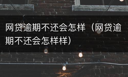 网贷逾期不还会怎样（网贷逾期不还会怎样样）