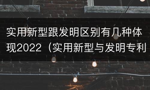 实用新型跟发明区别有几种体现2022（实用新型与发明专利的区别有哪些）