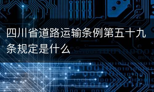 四川省道路运输条例第五十九条规定是什么