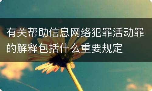 有关帮助信息网络犯罪活动罪的解释包括什么重要规定