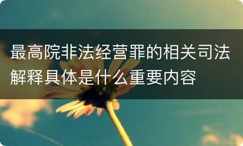 最高院非法经营罪的相关司法解释具体是什么重要内容