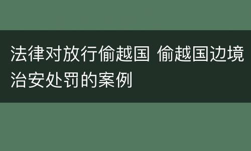 法律对放行偷越国 偷越国边境治安处罚的案例
