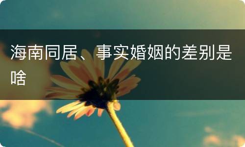 海南同居、事实婚姻的差别是啥