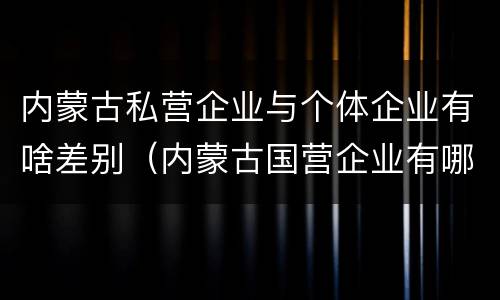 内蒙古私营企业与个体企业有啥差别（内蒙古国营企业有哪些）