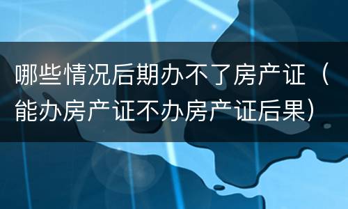 哪些情况后期办不了房产证（能办房产证不办房产证后果）