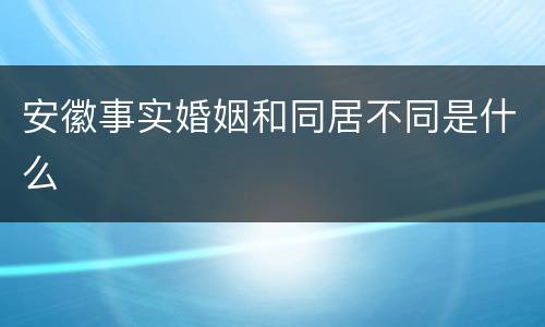 安徽事实婚姻和同居不同是什么