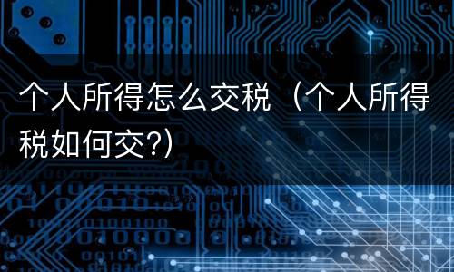 个人所得怎么交税（个人所得税如何交?）